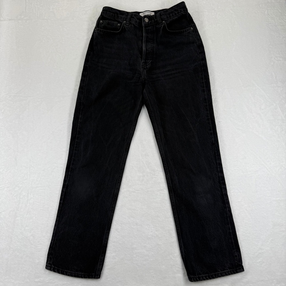 Reformation Jeans Womens Size 26 Black High Rise Button Fly Straight Leg Denim